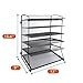 Desk Top File Organizer with 6 Metal Trays Holder for Document Folder Letter Magazine and Paper Rack Home Office Black