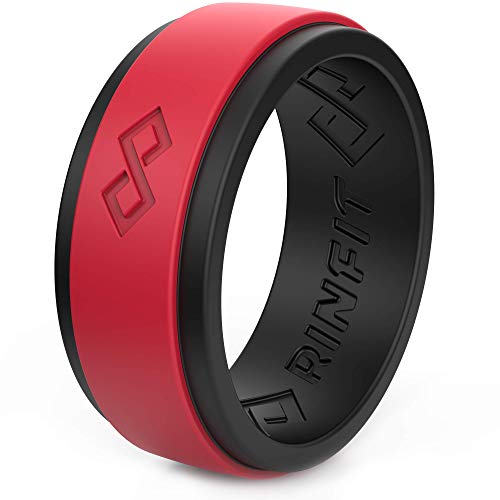 Rinfit Silicone Rings for Men Mens Silicone Wedding Bands