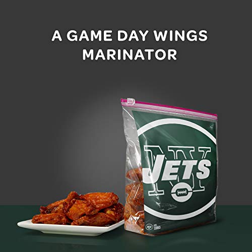ZIPLOC SLIDER STORAGE GALLON BAG, GREAT FOR GRAB-AND-GO SNACKING, TAILGATING OR HOMEGATING, 20 COUNT- NFL NEW YORK JETS