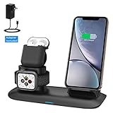Wireless Charger, Wireless Charging Station for iPhone AirPods and Apple Watch, 3-in-1 Qi 7.5W/10W Fast Charging Stand Works for iPhone 11/11 Pro/8/8 Plus/Xs MAX/XS/XR and iWatch Series 5 4 3 2 1