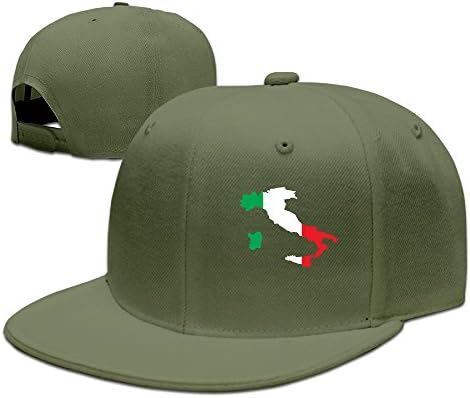 Italian Green White Red Flag MapCotton Snackbak Cap Baseball Hat Adjustable Flatbrim Cap ForestGreen