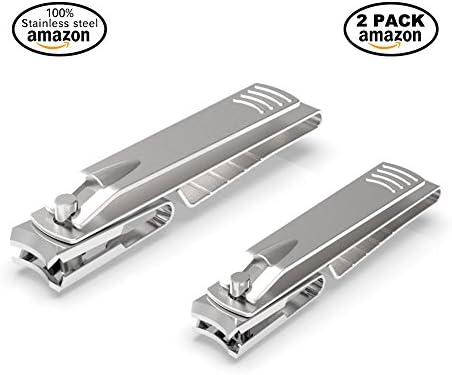 UETECH Stainless Steel Nail Clipper, Fingernail Toenail Cutter Set, Rotate 360 Degrees, With Portable Bag (2 Packs)