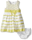 Bonnie Baby Baby Circle Embroidered To Ribbon Organza Dress, Yellow, 0-3 Months