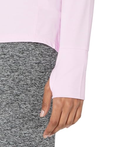 AMAZON ESSENTIALS LONG SLEEVE WORKOUT TOP FOR WOMEN, BRUSHED TECH STRETCH CREWNECK, ATHLETIC, MEDIUM (AVAILABLE IN PLUS SIZE), PALE PINK