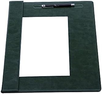 Coordicoorpa Writing Pad Ultra-Smooth High-grade PU Leather Writing Collection Desk Mat for Tablet/Laptops or Office HomeA3/ A4 File Paper Clip Drawing Board with Pen Slot (Green)
