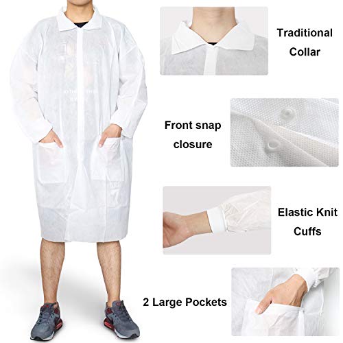 Reliancer 10 Pack Disposable Lab Coats Professional SMS Kneelength