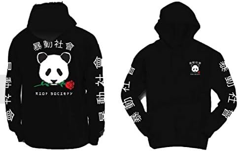 Japan Panda Rose Violent Society Mens Hoodie Sweatshirts Plus Size Clothing
