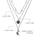 Edary Bohemian Moon Multilayer Necklace Turquoise Silver Necklaces Chain Jewelry for Women and Girls