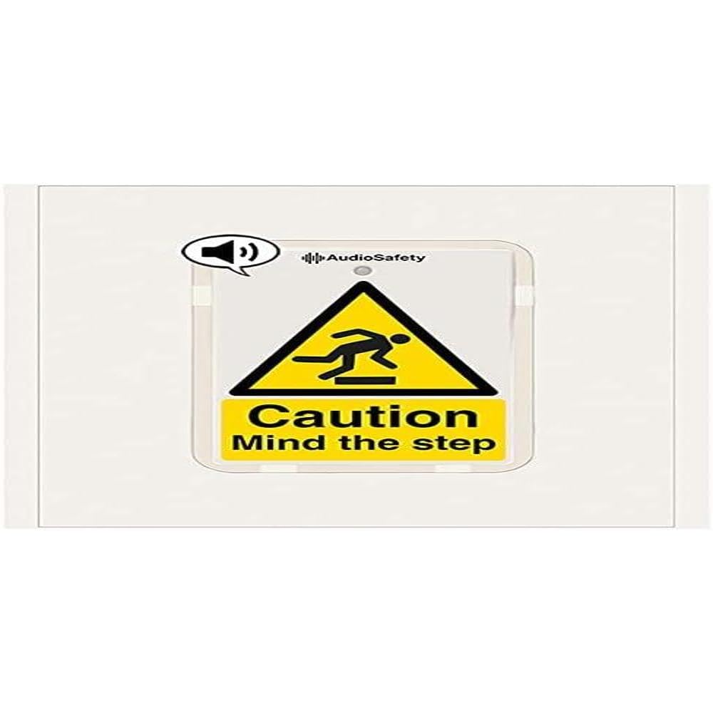 V Safety Danger - Mind the Step - Talking Safety Sign - 225 x 336 mm - 1 mm Rigid Plastic Safety Sign