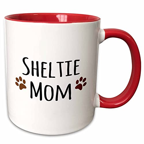 3dRose Sheltie Dog Mom - Shetland Sheepdog - Doggie by breed - brown paw prints…