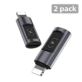 Stouchi iOS Adapter, USB C (Female) to iOS (Male) Adapter 5V 2.4A Fast Charging Type C to iOS Adapter Converter Compatible with iPhone Xs max iPhone 8 8 Plus 7 7 Plus 6s 6s Plus 6 6 Plus [2 Pack]