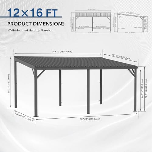 Domi Lean-To Hardtop Gazebo Review: Wall-Mounted 12' x 16' Patio Shelter image 10