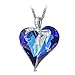 LADY COLOUR Sweet Heart Blue Heart Pendant Necklace Swarovski Crystals Fashion Jewelry for Women for Her Girlfriend Wife Birthday Gifts for Mom Sister Wedding Jewelry for Brides