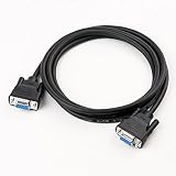 DTECH 6 ft RS232 Serial Cable Female to Female 9 Pin Straight Through (Black, 2 Meters)