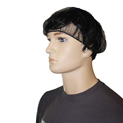 100 Pcs Disposable Black Nylon Hairnets 21", Protective Hair Nets, Stretchable Mesh Hair Head Covers, Spun Bonded Breathable Lightweight Non-Woven Caps, Cooking, Cleaning, Medical, Lab, Tattoo