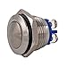 Momentary Push Button Switch, URTONE UR162, 1NO SPST DC 30V AC 220V 3A Stainless Steel Metal Shell Suitable for 16mm 5/8