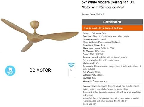 7pandas 52 1320mm Modern Ceiling Fans With Remote Dc Motor 3