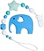 Elephant Teether & Pacifier Clip (Blue)
