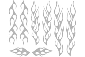 Gigicloud 8 Pcs Flame Graphics Car Body Side Stickers, Self-Adhesive Motorcycle Stickers Flame Stripe Pattern Car Decal Car Modeling Modified Decorative Decals
