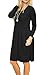 AUSELILY Women's Long Sleeve Pleated Loose Swing Casual Dress with Pockets Knee Length (XL, Black)