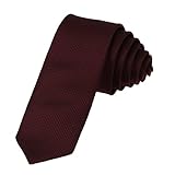 DAE2019 Dark Maroon Great Skinny Necktie Matching Present Box Set Checkered Slim Tie For Men ST By Dan Smith
