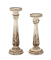 Deco 79 44410 Wood Candle Holder, Set of 2
