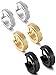 Stainless Steel Womens Hoop Earrings for Men Huggie Ear Piercings Hypoallergenic 20G (3pair Silver+Gold+Black)