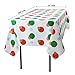 Red and Green Holiday Snow Flake Design 1 Pack Premium Disposable Plastic Tablecloth 54 Inch. x 108 Inch. Rectangle Table Cover By Grandipity