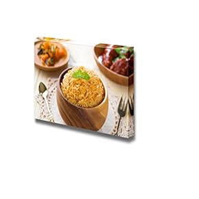 Indian Meal Biryani Rice or Briyani Rice and Curry Fresh Cooked Indian Dish Food - Canvas Art Wall Art - 16" x 24"