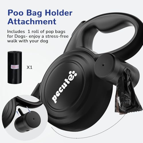 Pecute Retractable Leash for Dogs 10 m (up to 50 kg), Dog Leash with 360° Tangle Free Extended Leash, Non-Slip Handle and Quick Brake Button, Green