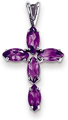 14k White Gold Amethyst Cross Pendant