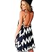 ThinIce Women's Casual Geometric Printed Sleeveless Tassel Spaghetti Strap Loose Short Dress