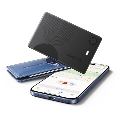 UGREEN Finder Slim 2 Wallet Tracker Card (iOS Only), Smart Location Tracker Bluetooth 5.0 Anti-Lost Tag Compatible with Apple Find My Network, 7-Year Battery Life No Charging Needed