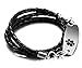 JF.JEWELRY Medical Alert Bracelets for Women Men | Personalised Custom 3-Layers Braided Leather Emergency Medical ID Bracelets, All Black Wristband, 7.5 Inches