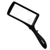 Kovira Wide Rectangle LED Light Magnifying Glass - 2X 6X Magnification - Soft Grip Handle Design W/Large Viewing Area- Illuminated Lens for Reading Small print, Maps, Coins, Stamps and Jewelry