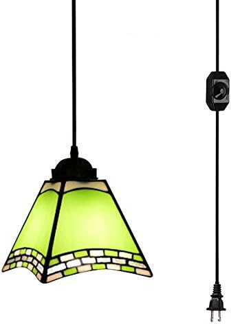 ANYE Tiffany Handmade Glass Pyramid Shade Lighting Retro Lighting Bohemian Style Art 15ft UL Certification Dimmable Switch Cord Chandelier Bulb Not Included TB0320-4.5M