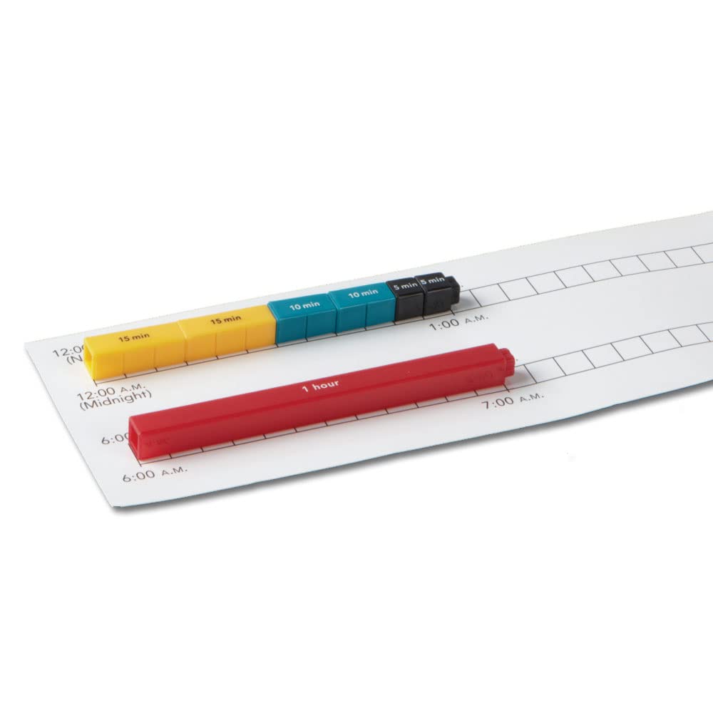 hand2mind Elapsed Time Rods, Telling Time, Math Manipulatives, Clocks for Kids Learning to Tell Time, Classroom Supplies for Teachers Elementary, Analog Clock Learning (Set of 74)