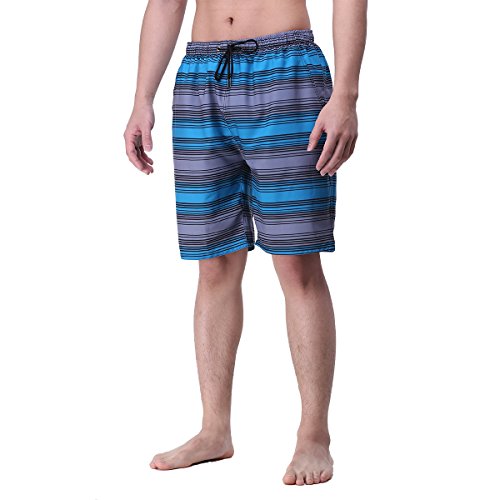 youvimi Men Stripe Quick Dry Swim Trunk With Mesh Lining