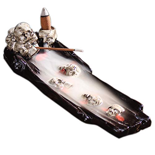 Skulls Incense Stick Holder Ceramic Cone Backflow Incense Burner for