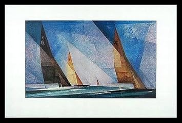 Lyonel Feininger Poster Kunstdruck Segelboote 70 x 50 cm mit Alu Rahmen in schwarz