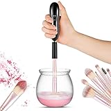 Makeup Brush Cleaner and Dryer, LARMHOI Electric Makeup Brush Cleaning Tool with 8 Size Rubber Collars, Portable Cleaning Mat, Deep Cosmetic Brush Spinner for Makeup Brush, Beauty, Women Gifts