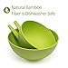 Jumbl Bamboo Salad Bowl Bamboo-Fiber Bowl Set with Lids & Inset Utensils - Lids Double As Cutting Boards - Smaller Bowl Nests Perfectly Inside Larger for Easy Storage, Green