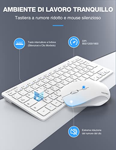 TECKNET Wireless Keyboard and Mouse Set, 2.4G Wireless Keyboard and Silent Mouse with Nano USB Receiver, 12 Multimedia Shortcuts for Computer, PC, Laptop, Desktop, Android Smart TV