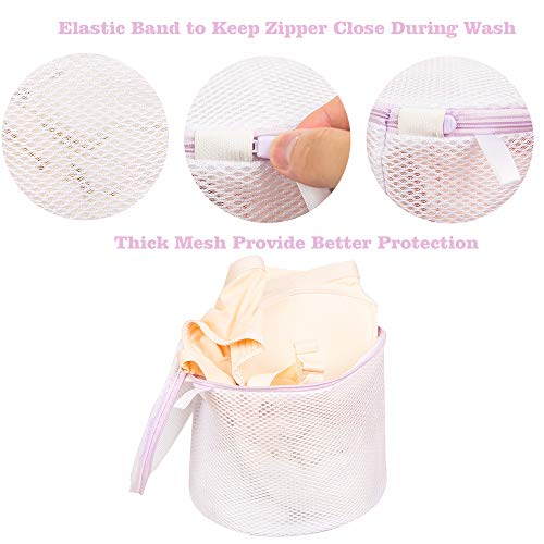 Wanapure Bra Wash Bag for Washing Machine, Mesh Laundry Bag with Zipper for Lingerie, Delicates, Intimates, Panties, Lace, Underwear, Socks, Tights, Stocking (Purple, 4 Pack (Large)) - Thumbnail 4