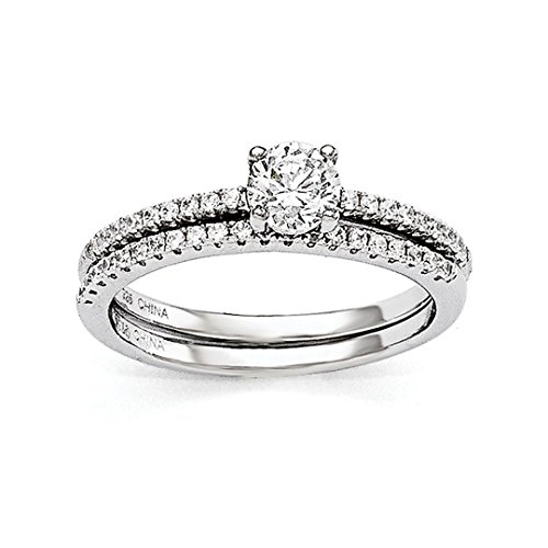 925 Sterling Silver Cubic Zirconia Cz 2 Piece Wedding Band Ring Set Fine Jewelry For Women Gift Set