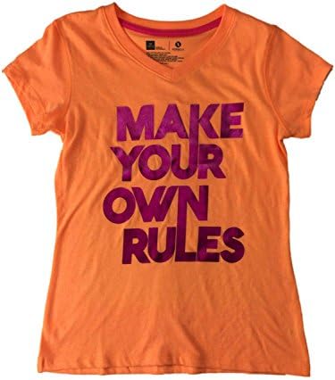 Girls Neon Orange & Pink Make Your Own Rules Inspirational Tee Shirt T-Shirt