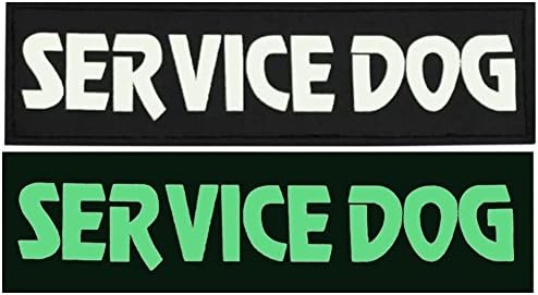Mihqy Removable Dog Velcro Patches for Vests and Harness - Set of 2 ,Reflective , 2" x 6" Large White Letter-SERVICE DOG