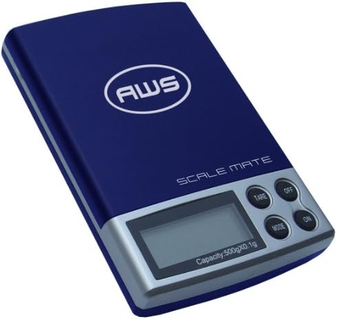 American Weigh Scale Scalemate Series Dual Range Digital Pocket Scale, Blue, 100G and 500G X 0.01G (SM-5DR-BLU)