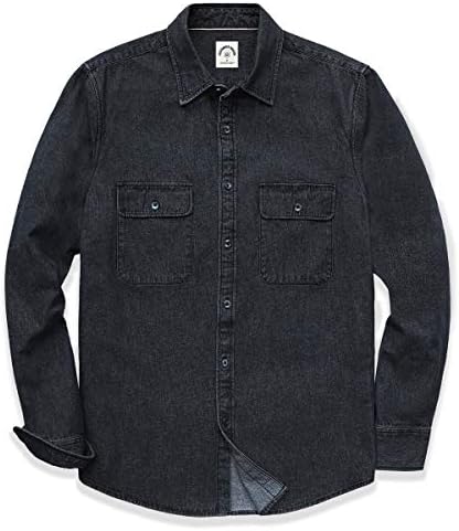 Dubinik® Denim Shirt Men Mens Denim Shirts Long Sleeve Mens Denim
