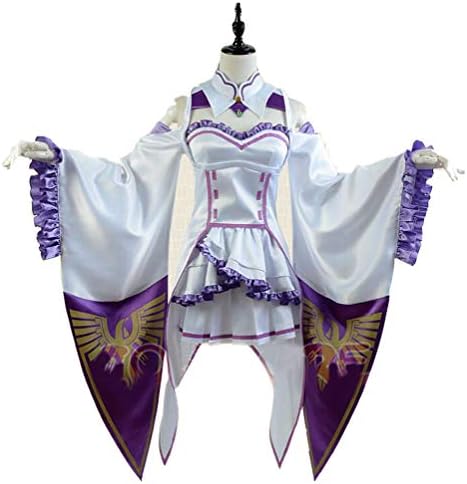 DOUJIONG Re：Life in a Different World from Zero Cosplay Costume Emilia Elegant Party Dress Uniform Full Set with Wig